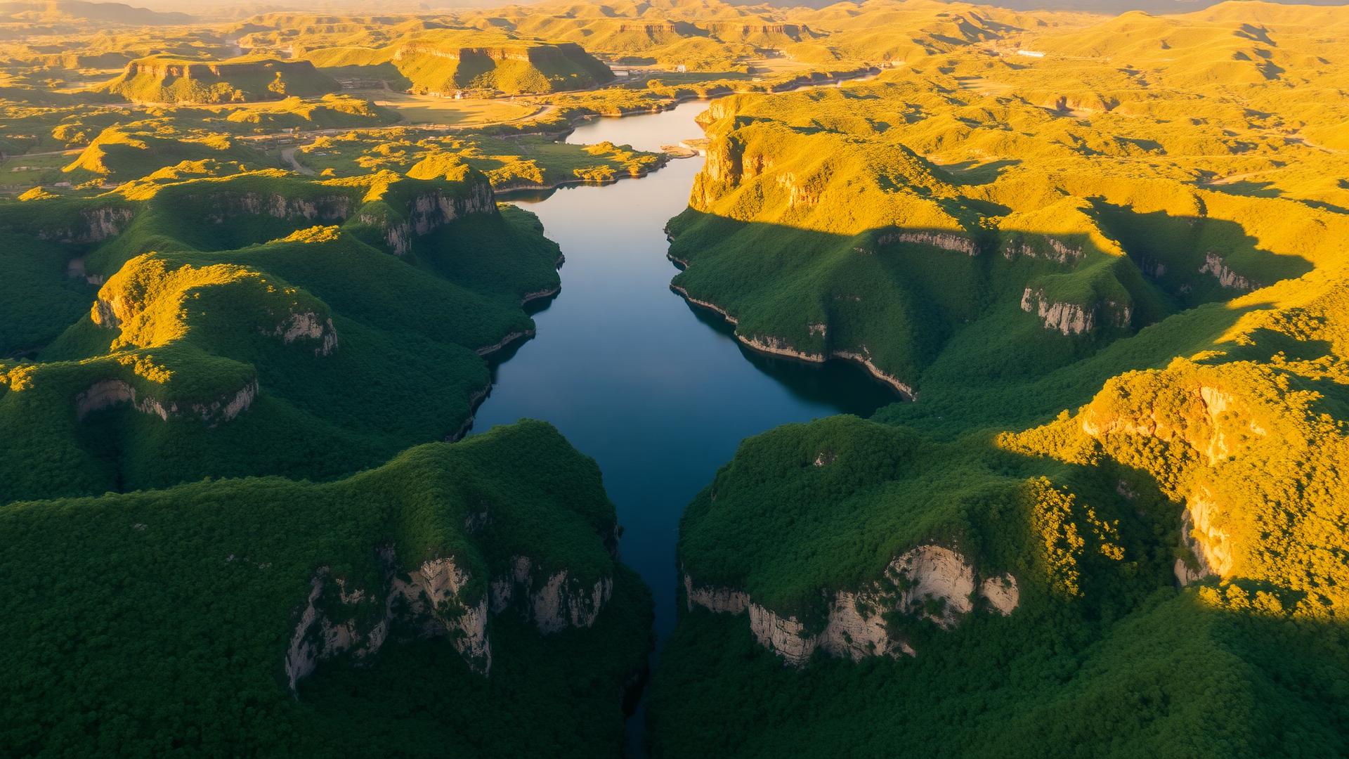 Vista aérea do Mar de Minas em Capitólio, Minas Gerais